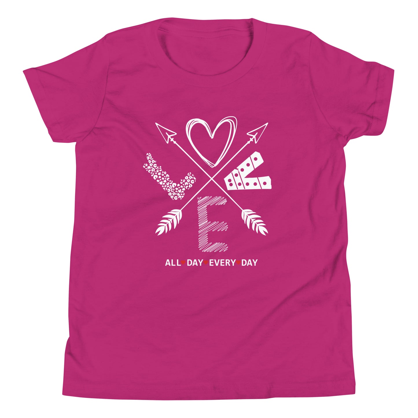 Love All Day Every Day Quality Cotton Bella Canvas Youth T-Shirt