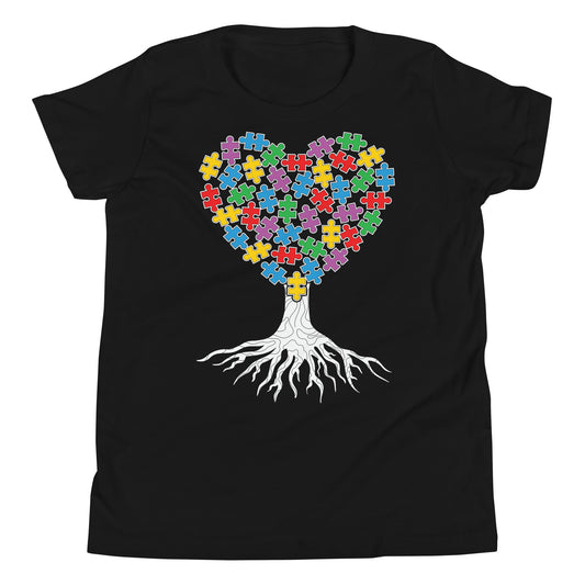 Autism Acceptance Heart Tree Quality Cotton Bella Canvas Youth T-Shirt