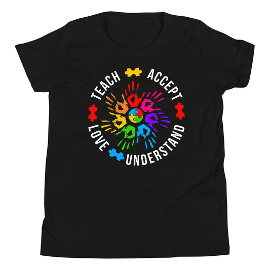 Teach Accept Understand Love Autism Bella Canvas Youth T-Shirt