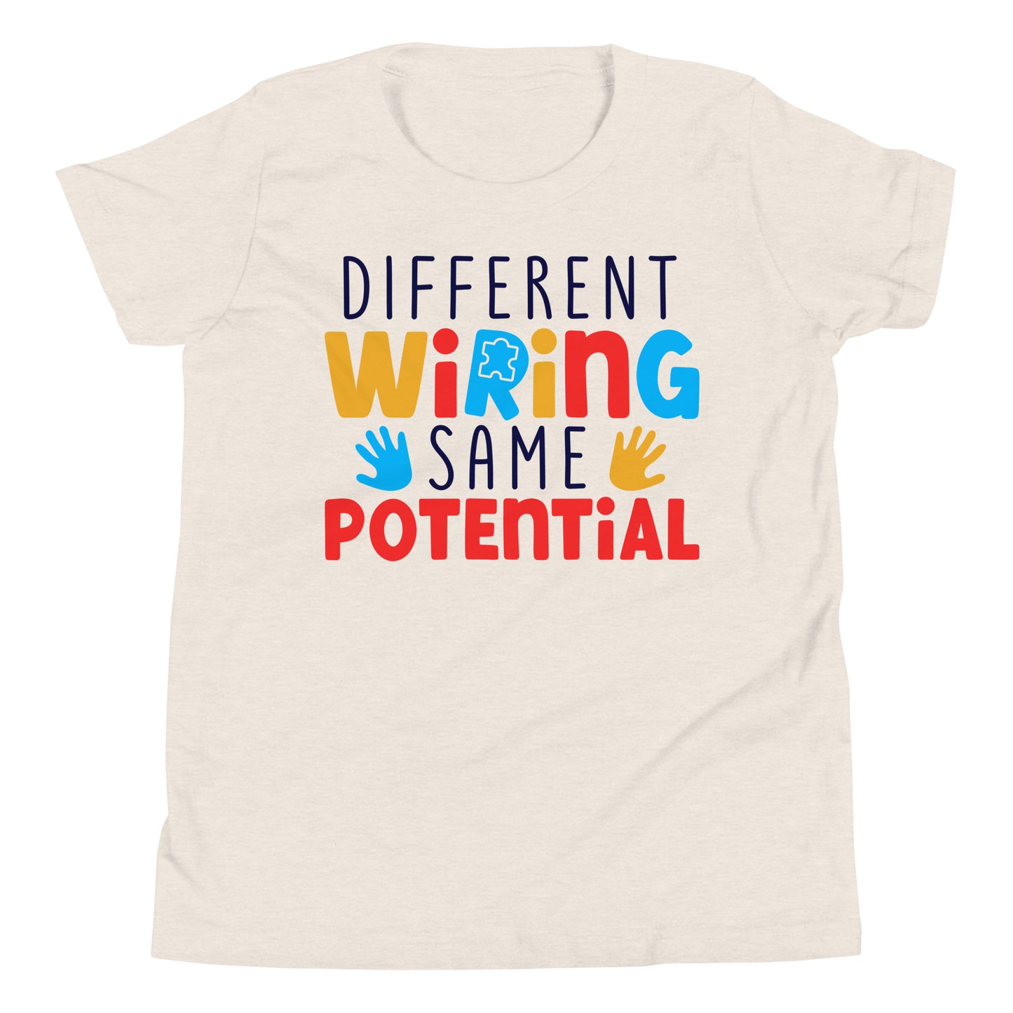 Different Wiring Same Potential Autism Acceptance Quality Cotton Bella Canvas Youth T-Shirt