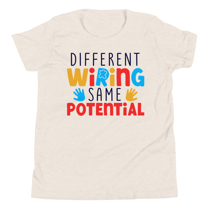 Different Wiring Same Potential Autism Acceptance Quality Cotton Bella Canvas Youth T-Shirt