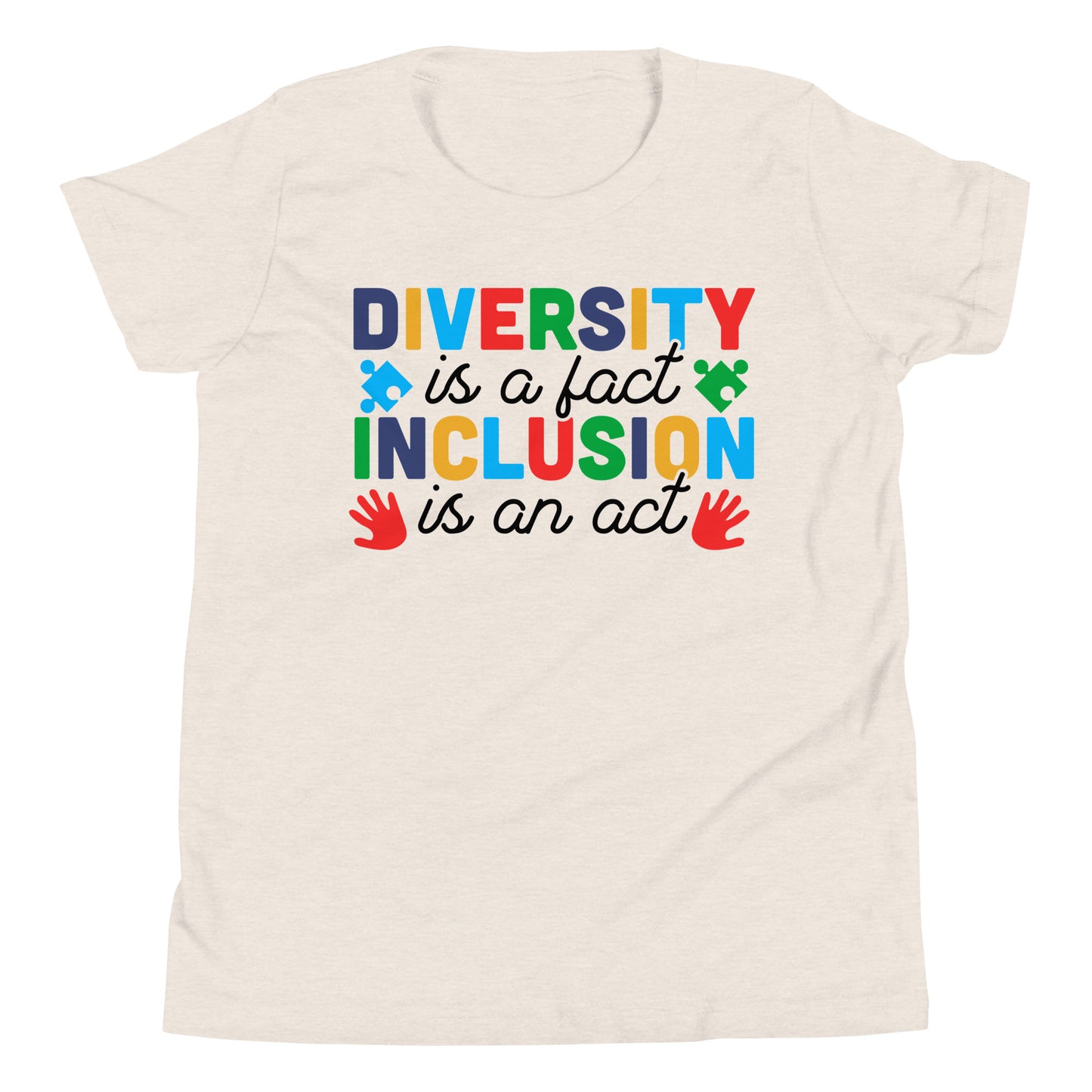 Diversity is a Fact Inclusion is an Act Autism Acceptance Quality Cotton Bella Canvas Youth T-Shirt