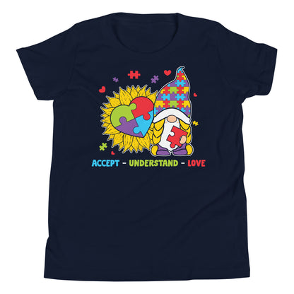 Autism Gnome Accept Understand Love Quality Cotton Bella Canvas Youth T-Shirt