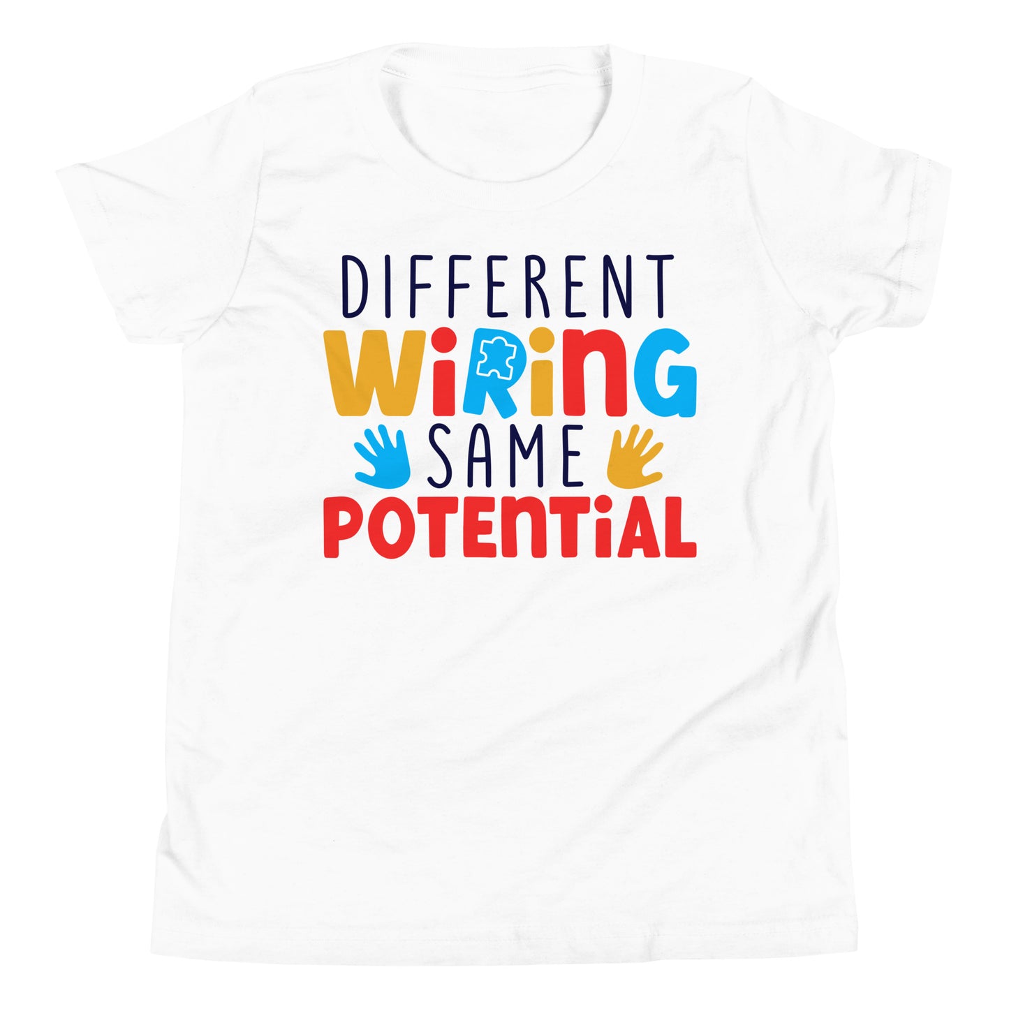 Different Wiring Same Potential Autism Acceptance Quality Cotton Bella Canvas Youth T-Shirt