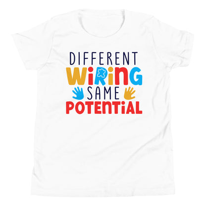 Different Wiring Same Potential Autism Acceptance Quality Cotton Bella Canvas Youth T-Shirt